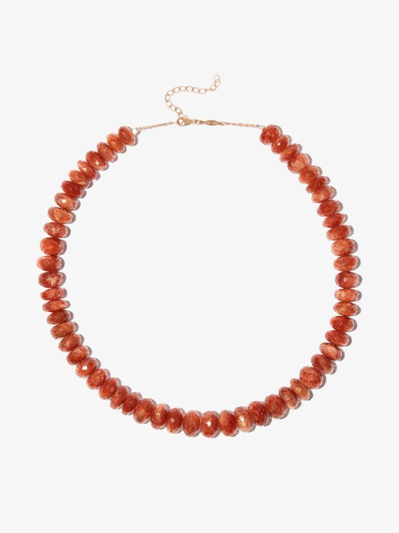 14k Yellow Gold Sunstone Beaded Necklace
