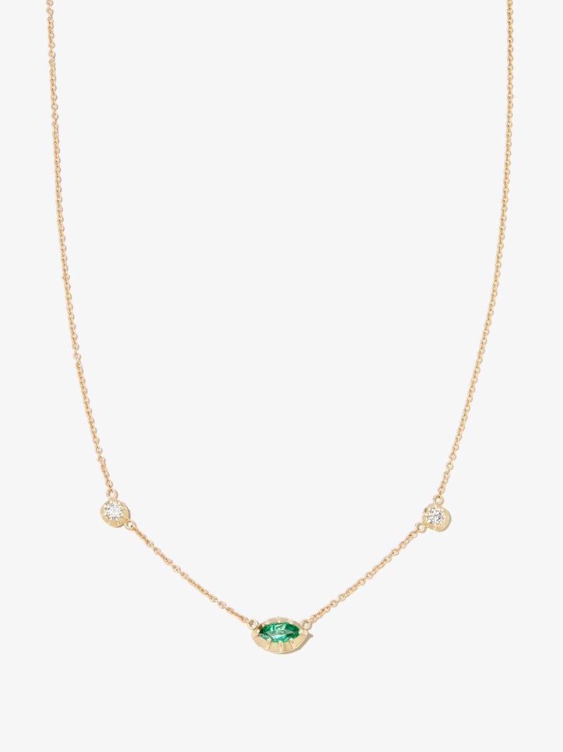 14k Yellow Gold Sophia Emerald Diamond Necklace