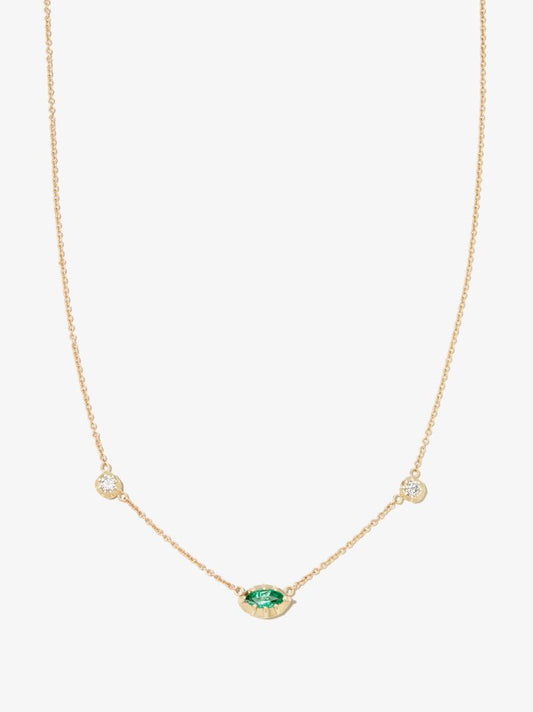 14k Yellow Gold Sophia Emerald Diamond Necklace