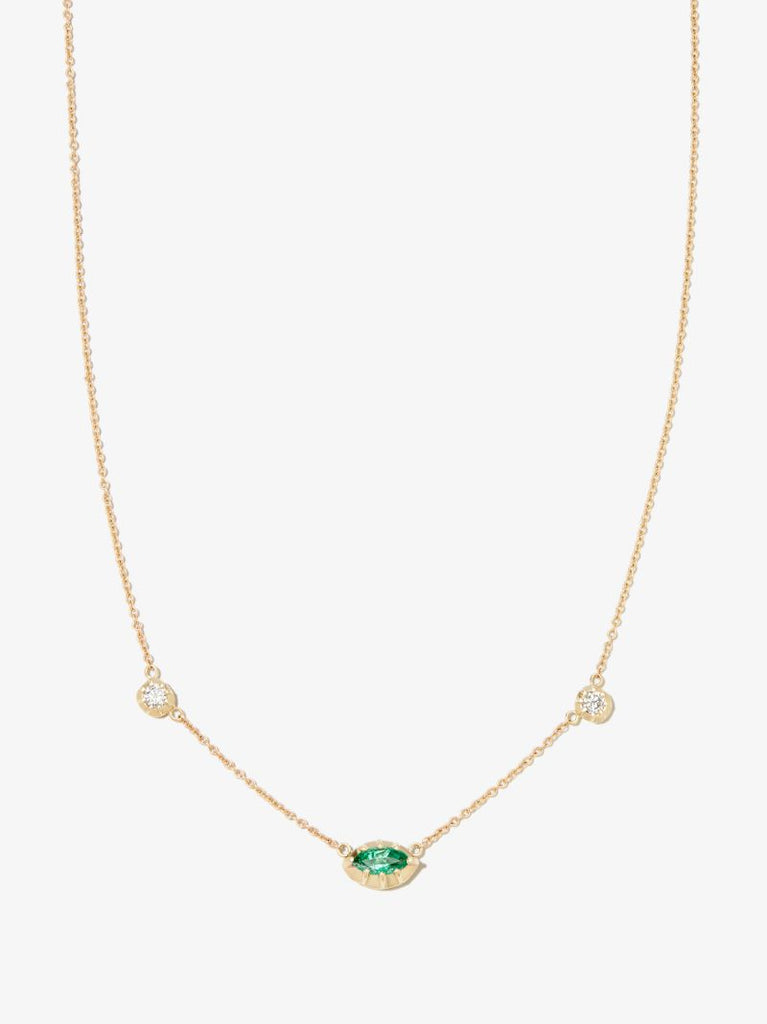 14k Yellow Gold Sophia Emerald Diamond Necklace