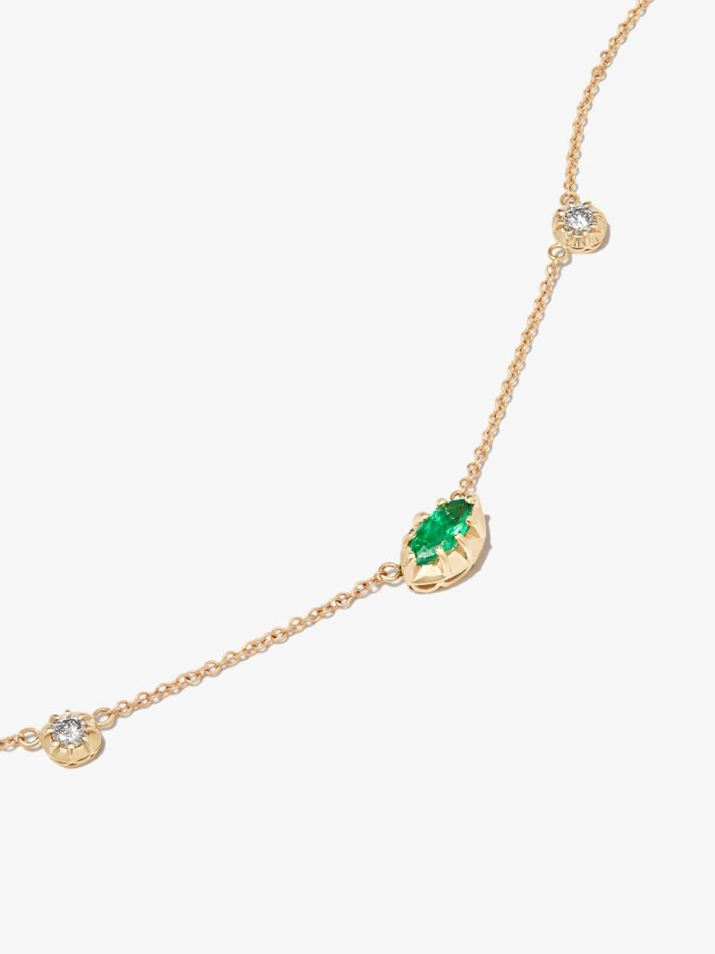 14k Yellow Gold Sophia Emerald Diamond Necklace