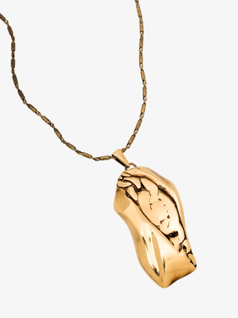 Gold Tone Molten Pendant Chain Necklace