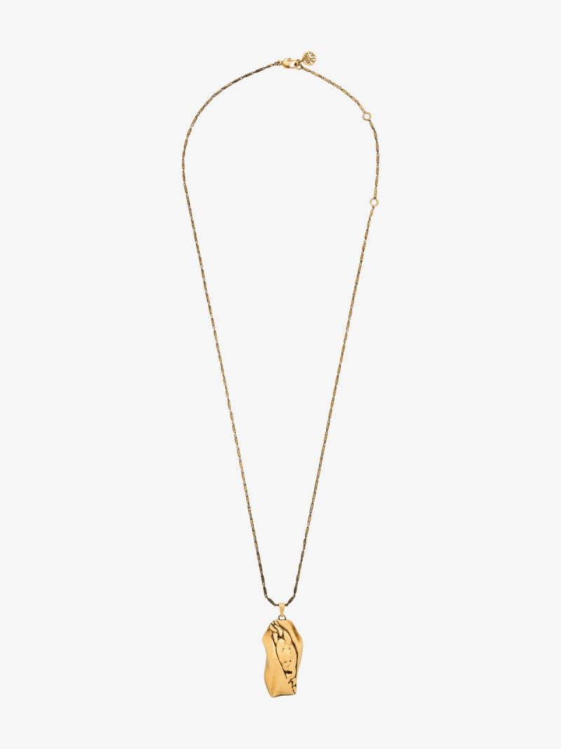 Gold Tone Molten Pendant Chain Necklace