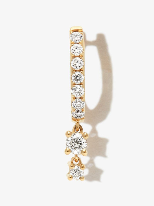 14k Yellow Gold Diamond Hoop Earring