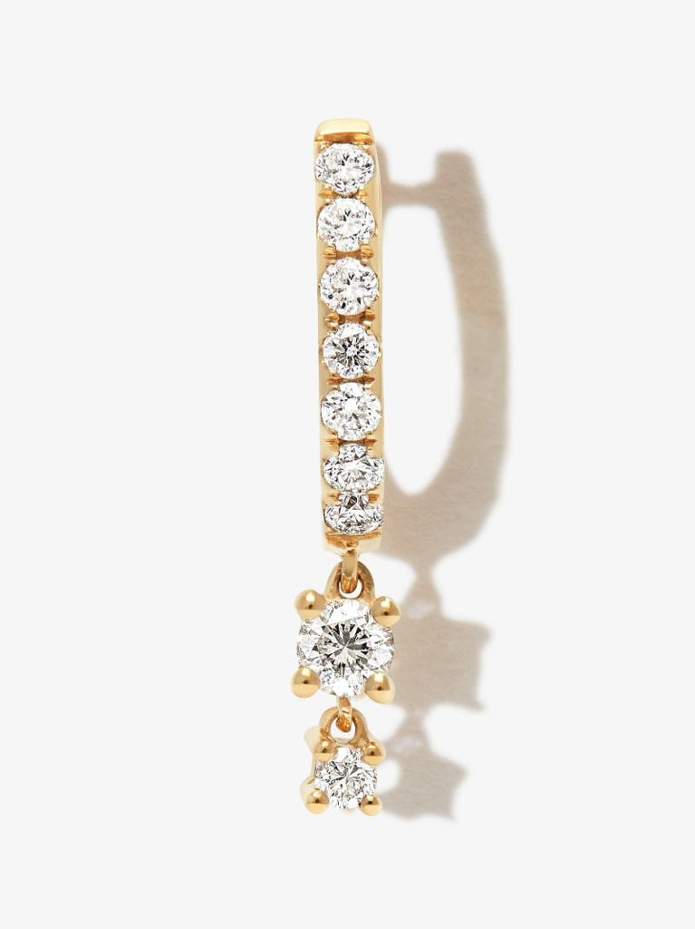 14k Yellow Gold Diamond Hoop Earring
