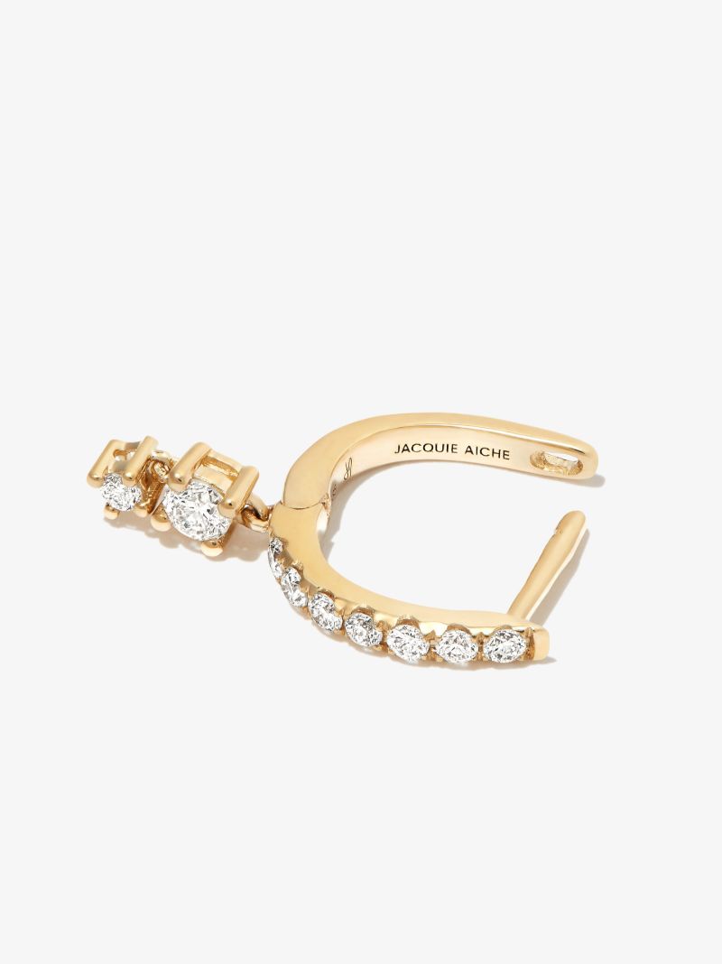 14k Yellow Gold Diamond Hoop Earring