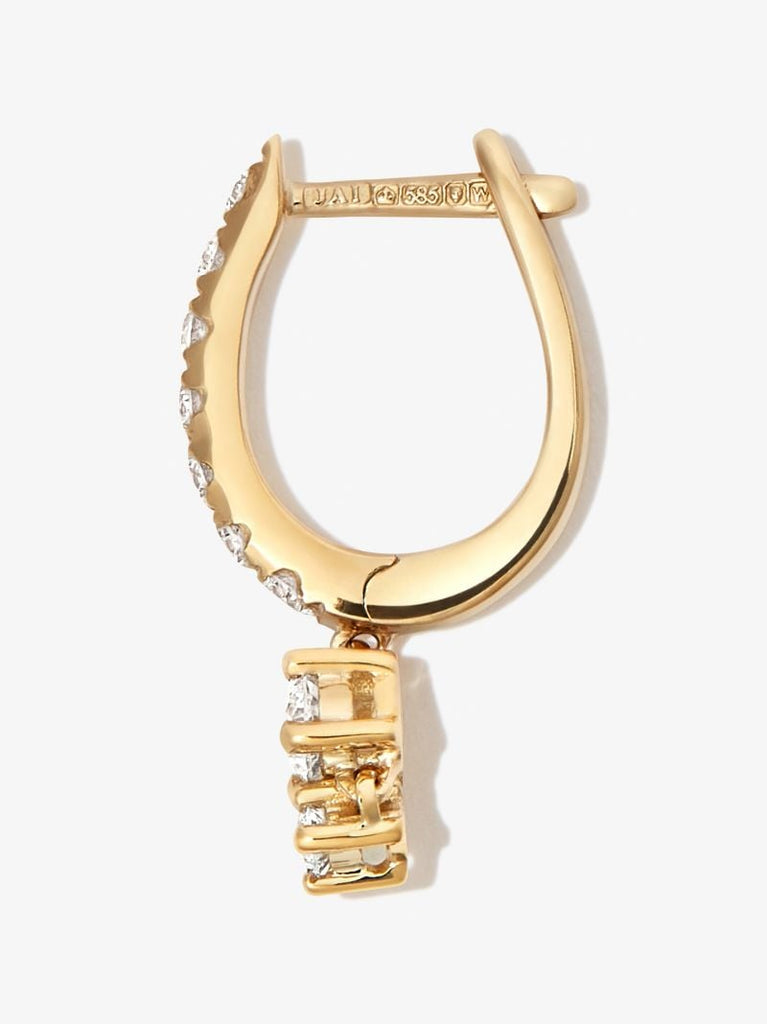 14k Yellow Gold Diamond Hoop Earring