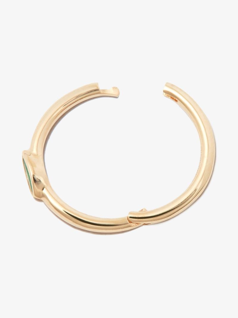 14k Yellow Gold Emerald Hoop Earring