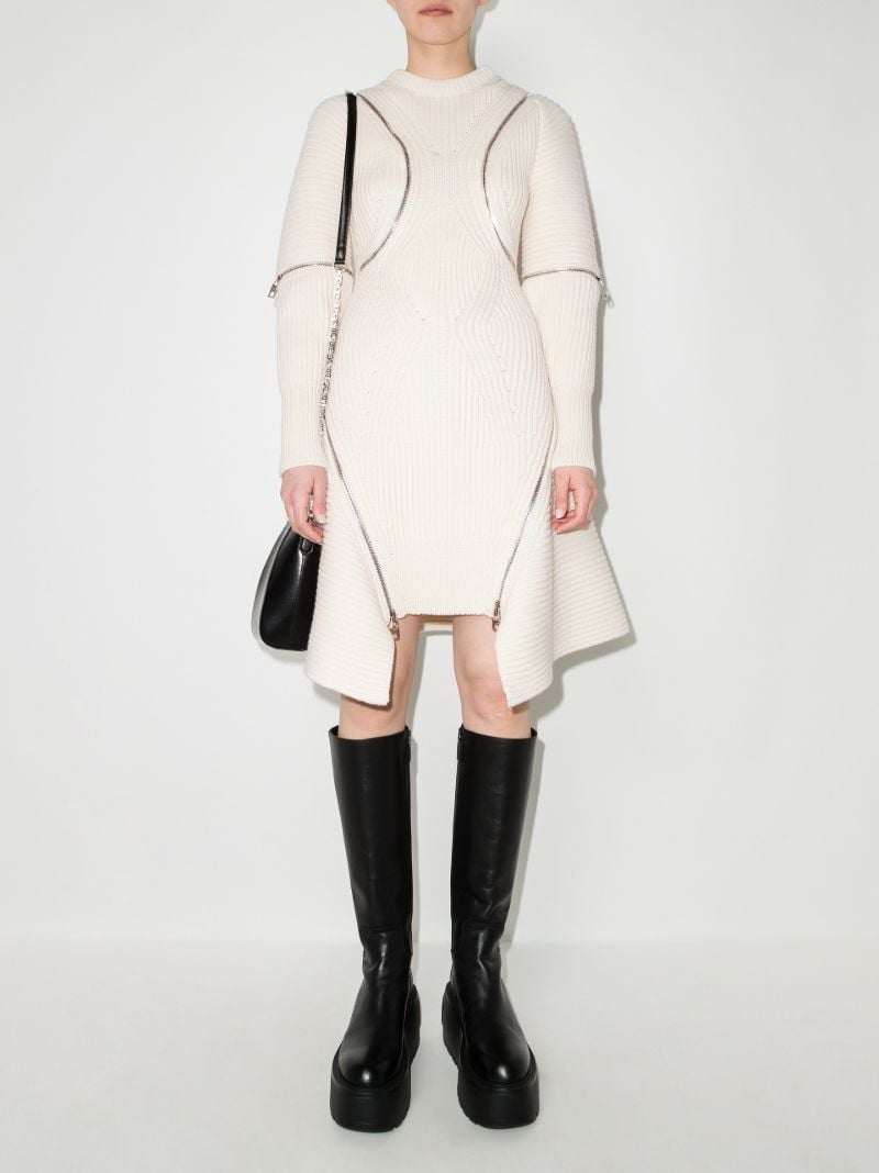 Spiral Zip Wool Mini Dress
