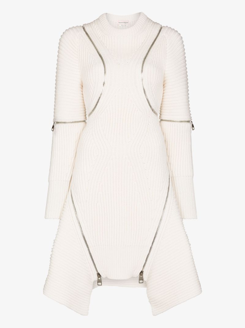 Spiral Zip Wool Mini Dress