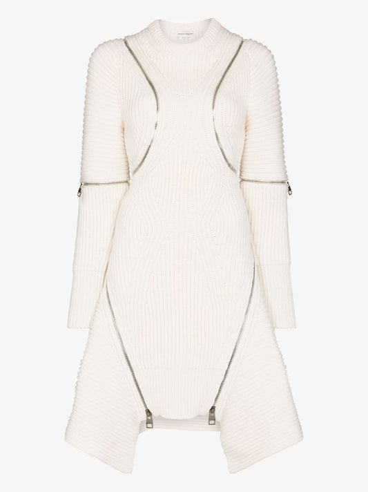 Spiral Zip Wool Mini Dress