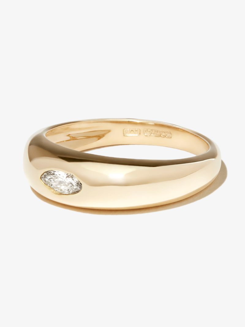 14k Yellow Gold Dome Diamond Ring