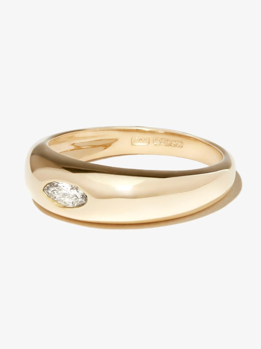 14k Yellow Gold Dome Diamond Ring
