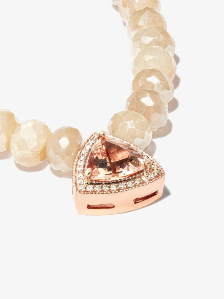 14k Rose Gold Moonstone Beaded Morganite Necklace
