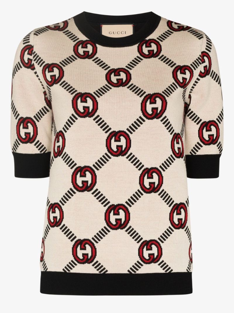 Neutral Interlocking Gg Wool Sweater