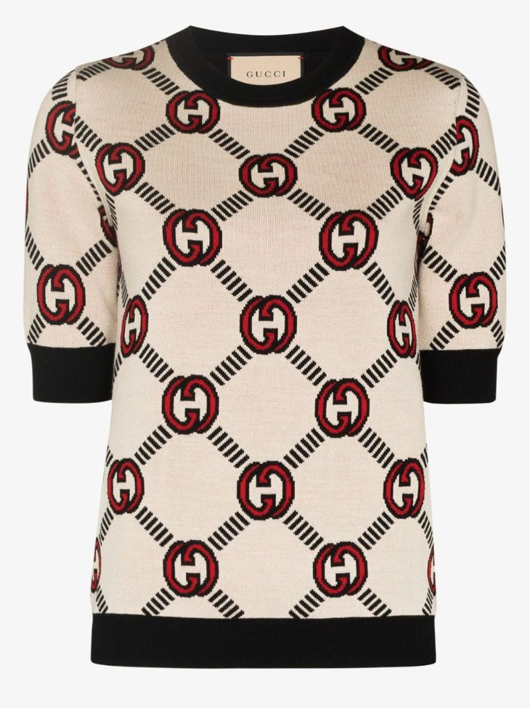 Neutral Interlocking Gg Wool Sweater
