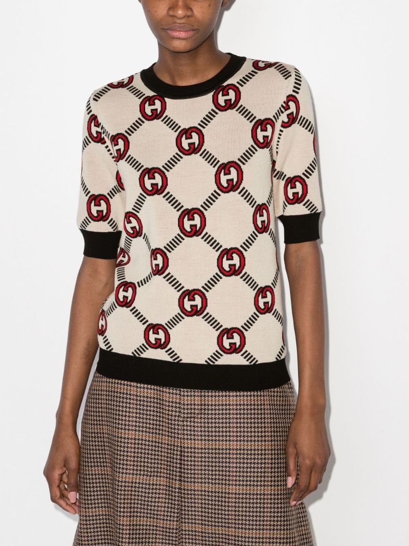 Neutral Interlocking Gg Wool Sweater