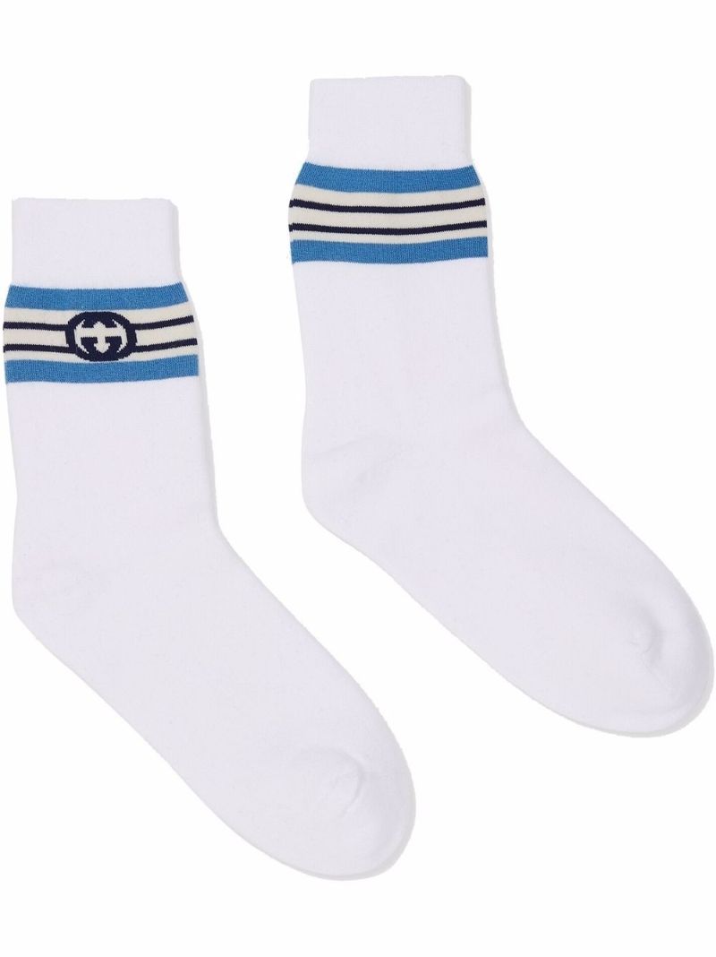 White Interlocking G Socks