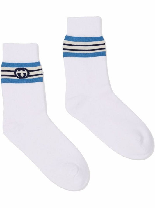 White Interlocking G Socks