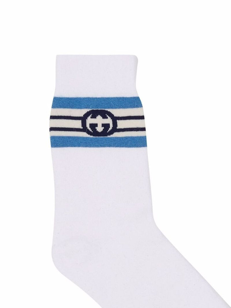 White Interlocking G Socks