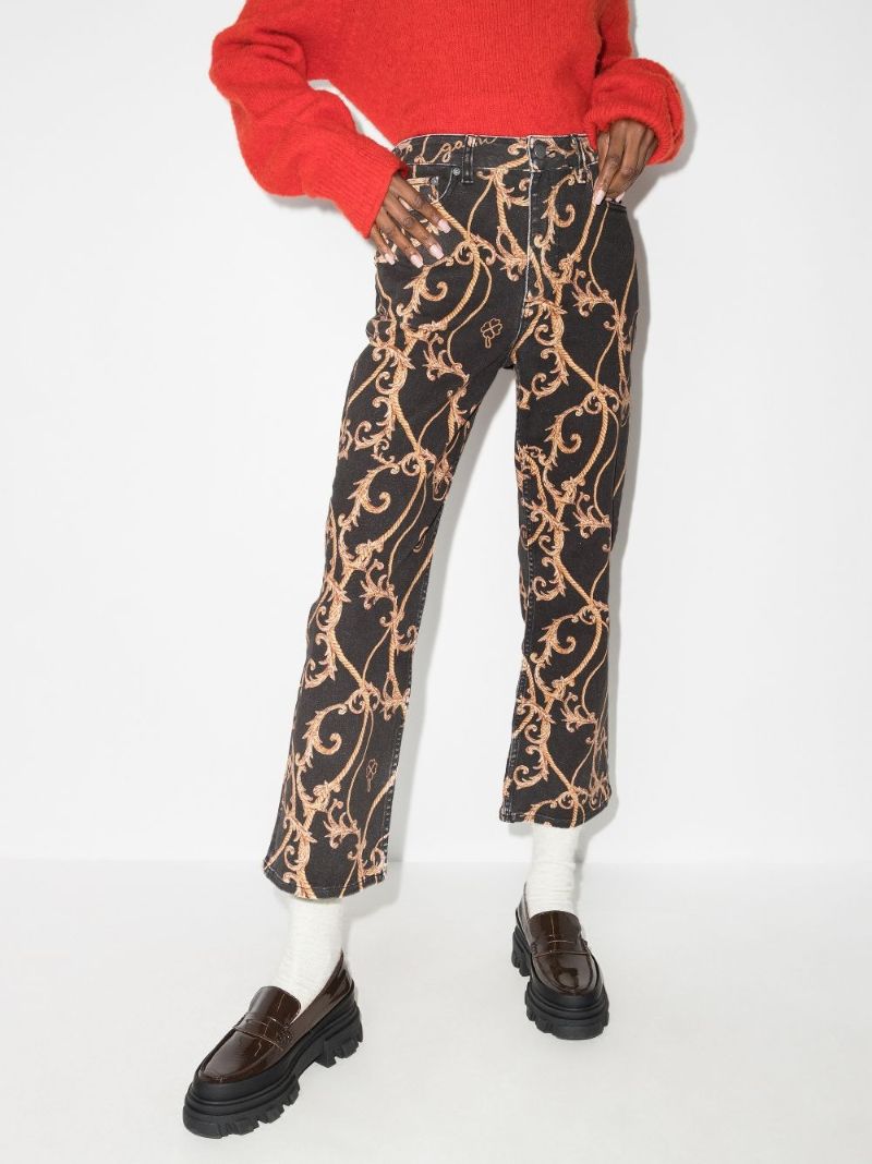 Baroque Print Cropped Jeans