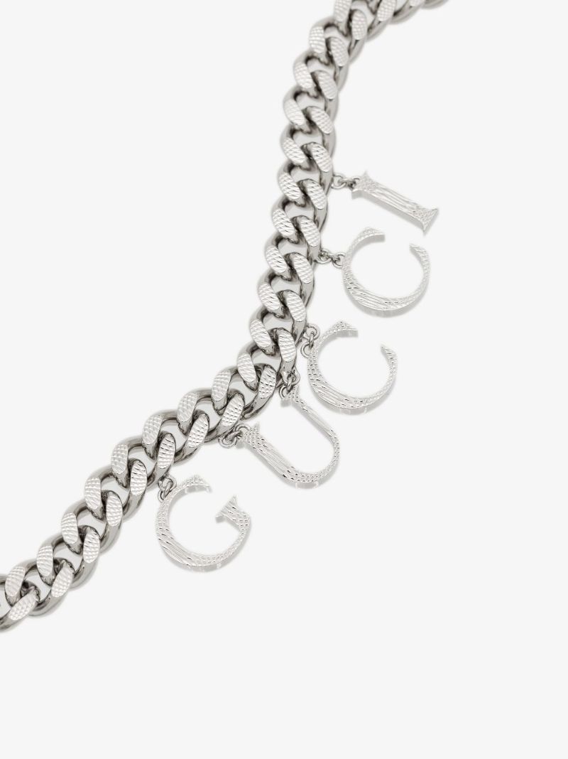 Palladium-plated Script Logo Chain Necklace