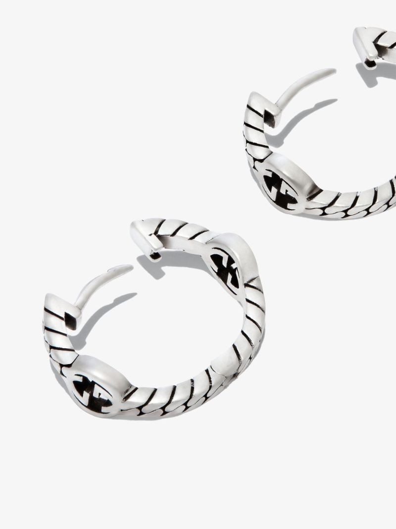 Sterling Silver Interlocking G Chain Hoop Earrings