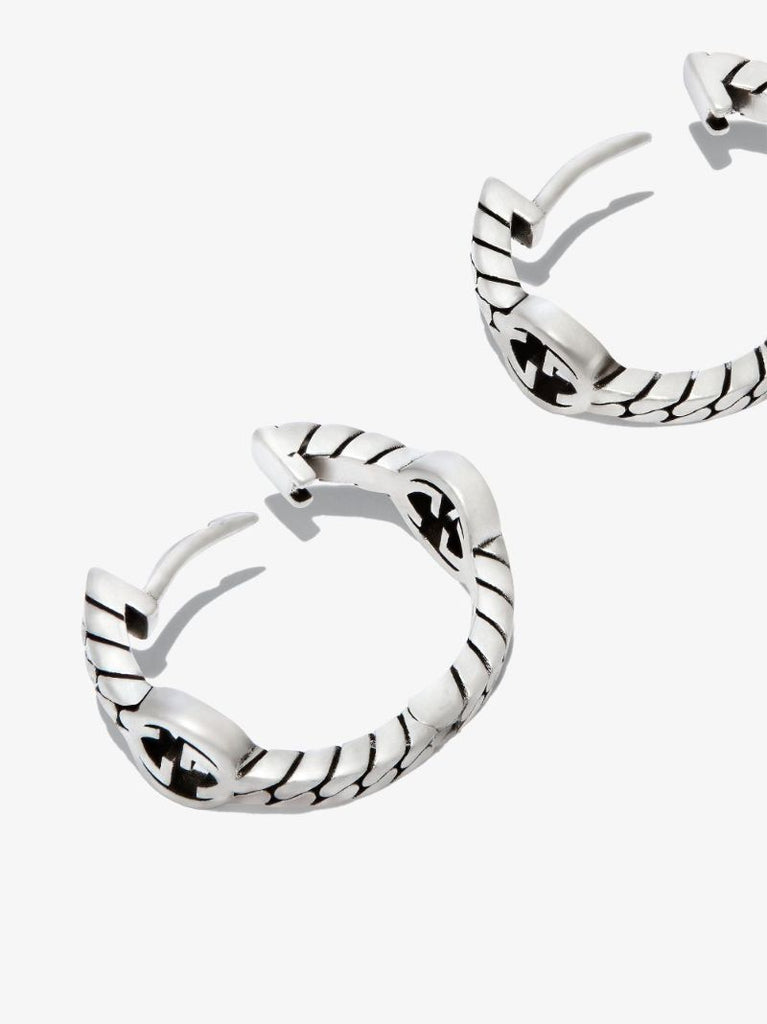 Sterling Silver Interlocking G Chain Hoop Earrings