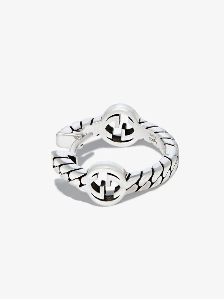 Sterling Silver Interlocking G Chain Hoop Earrings