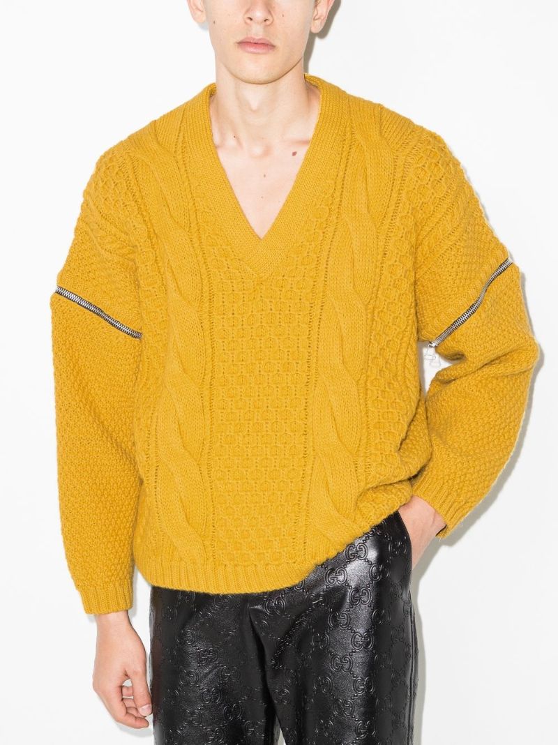 Yellow Cable-knit Wool Sweater
