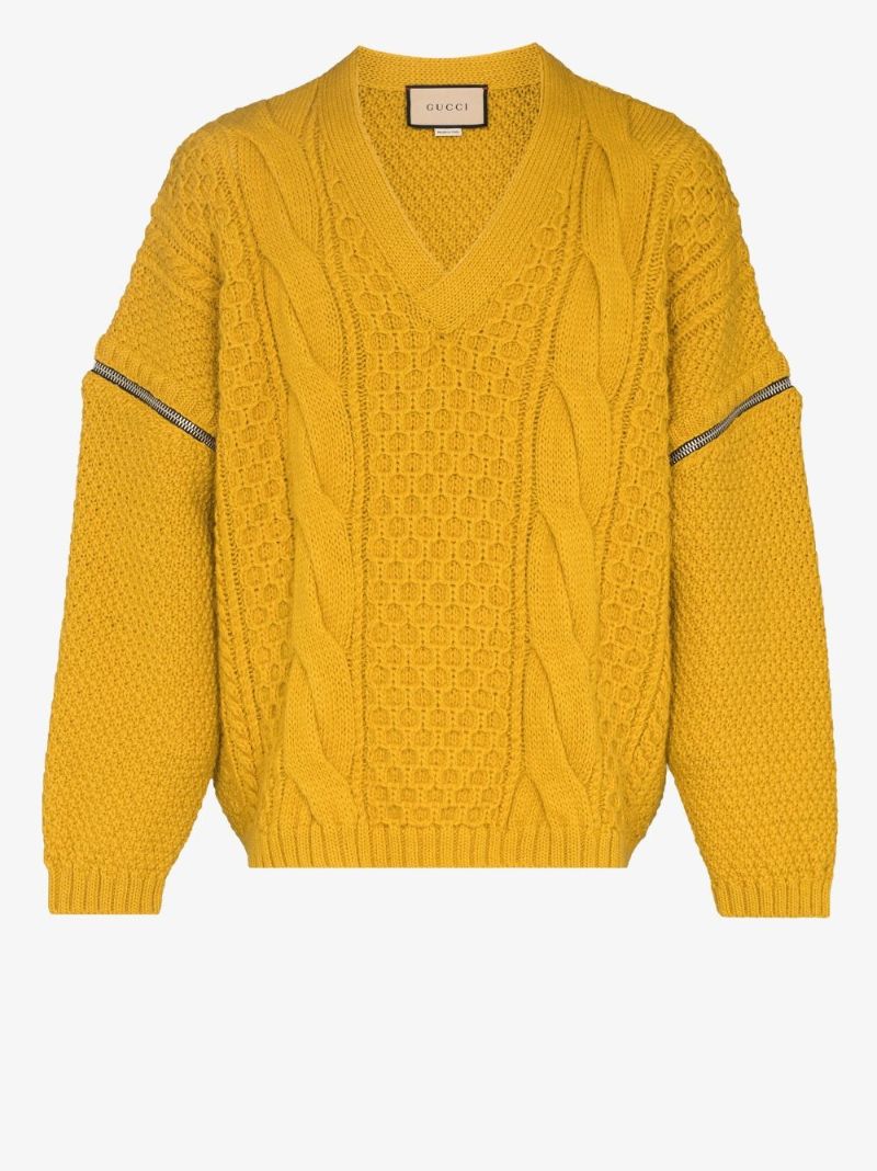 Yellow Cable-knit Wool Sweater