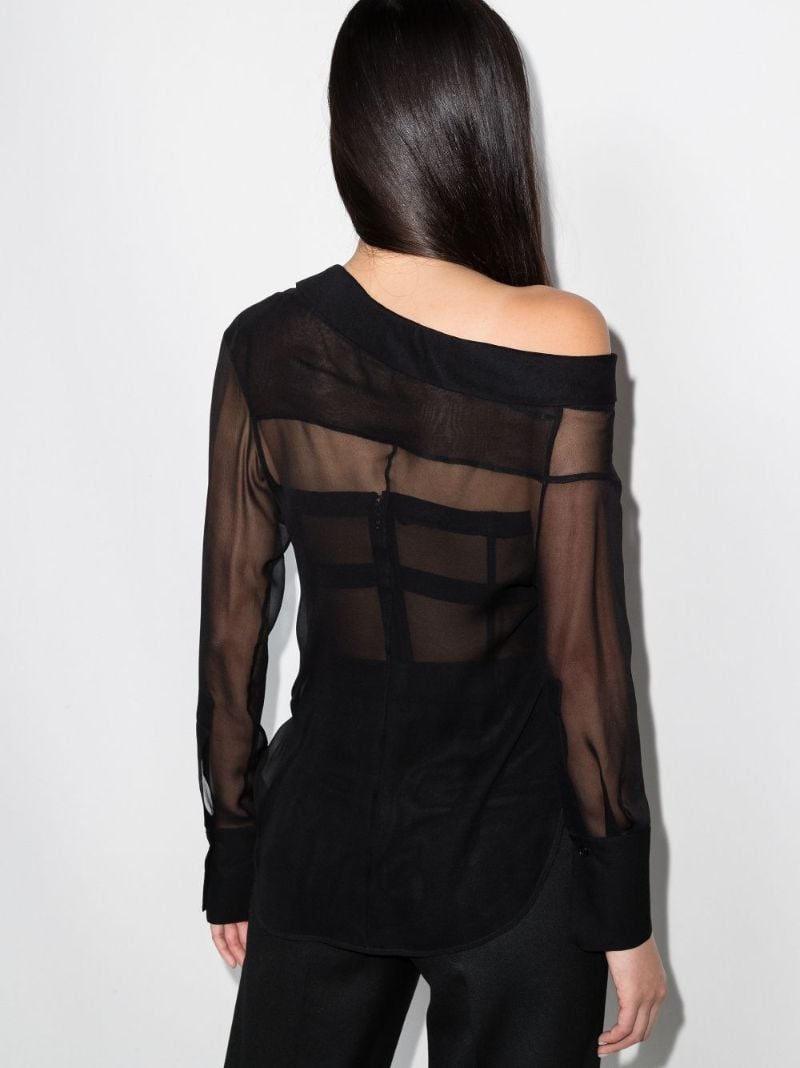 Off-shoulder Sheer Silk Shirt