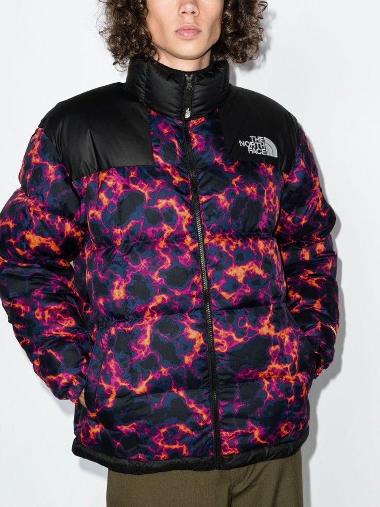 Black Lhotse Marbled Print Puffer Jacket