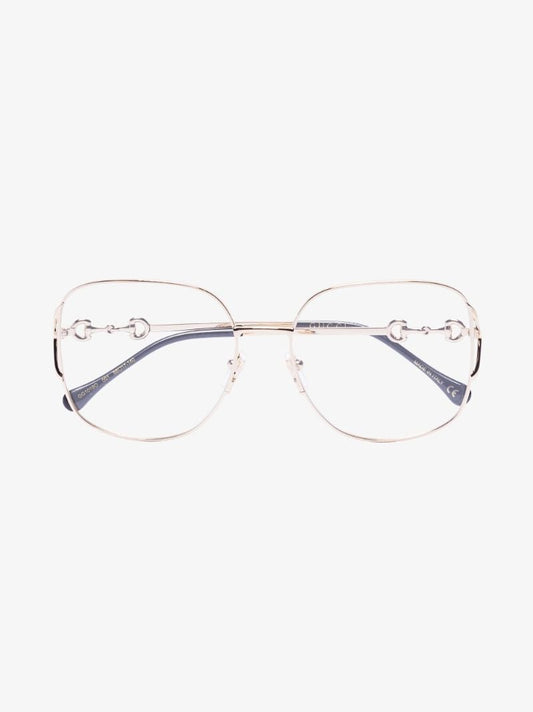 Gold Tone Horsebit Oversized Square Optical Glasses