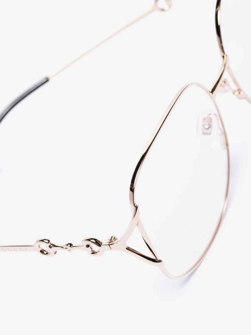 Gold Tone Horsebit Oversized Square Optical Glasses