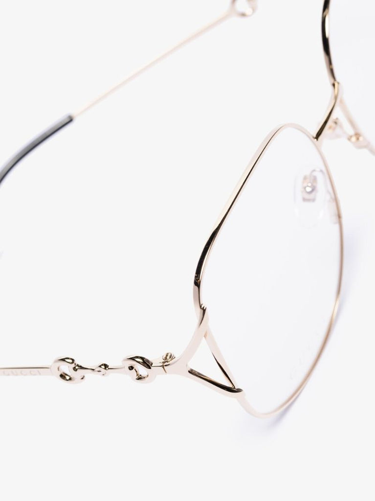 Gold Tone Horsebit Oversized Square Optical Glasses