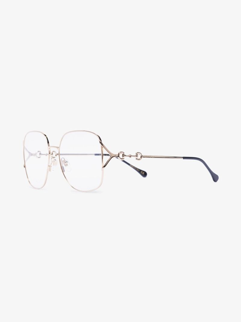 Gold Tone Horsebit Oversized Square Optical Glasses