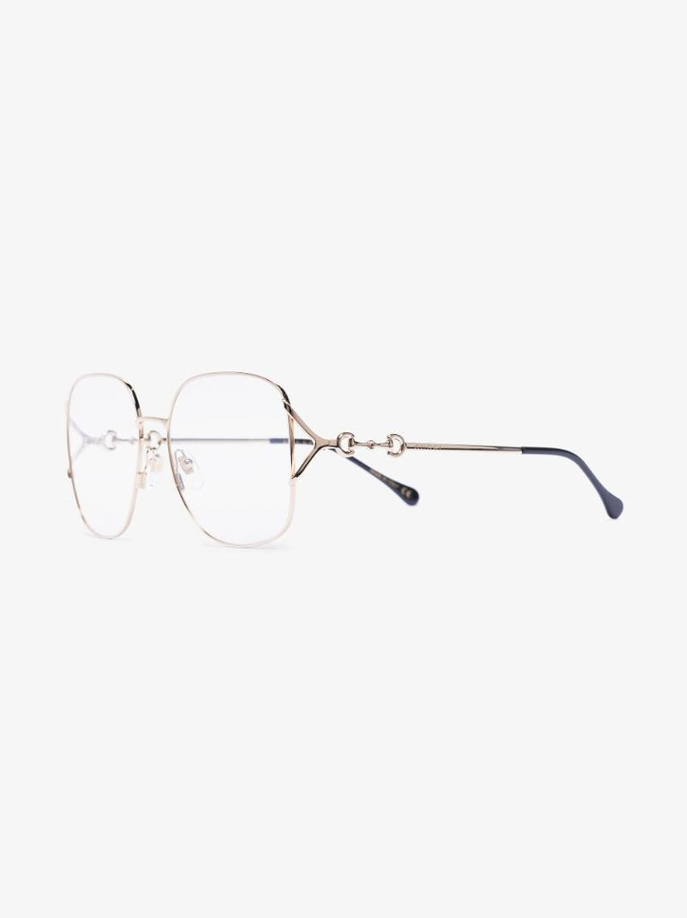 Gold Tone Horsebit Oversized Square Optical Glasses