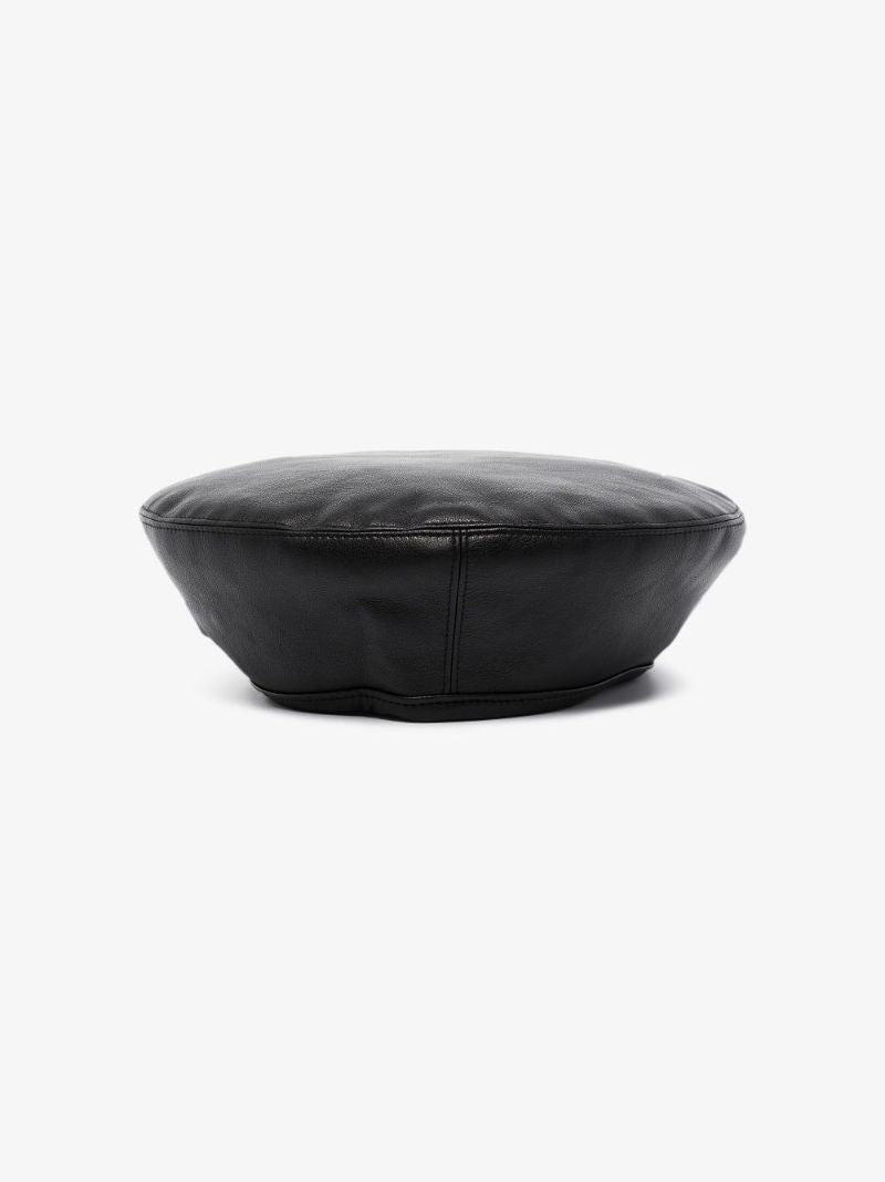 Black Freida Faux Leather Beret
