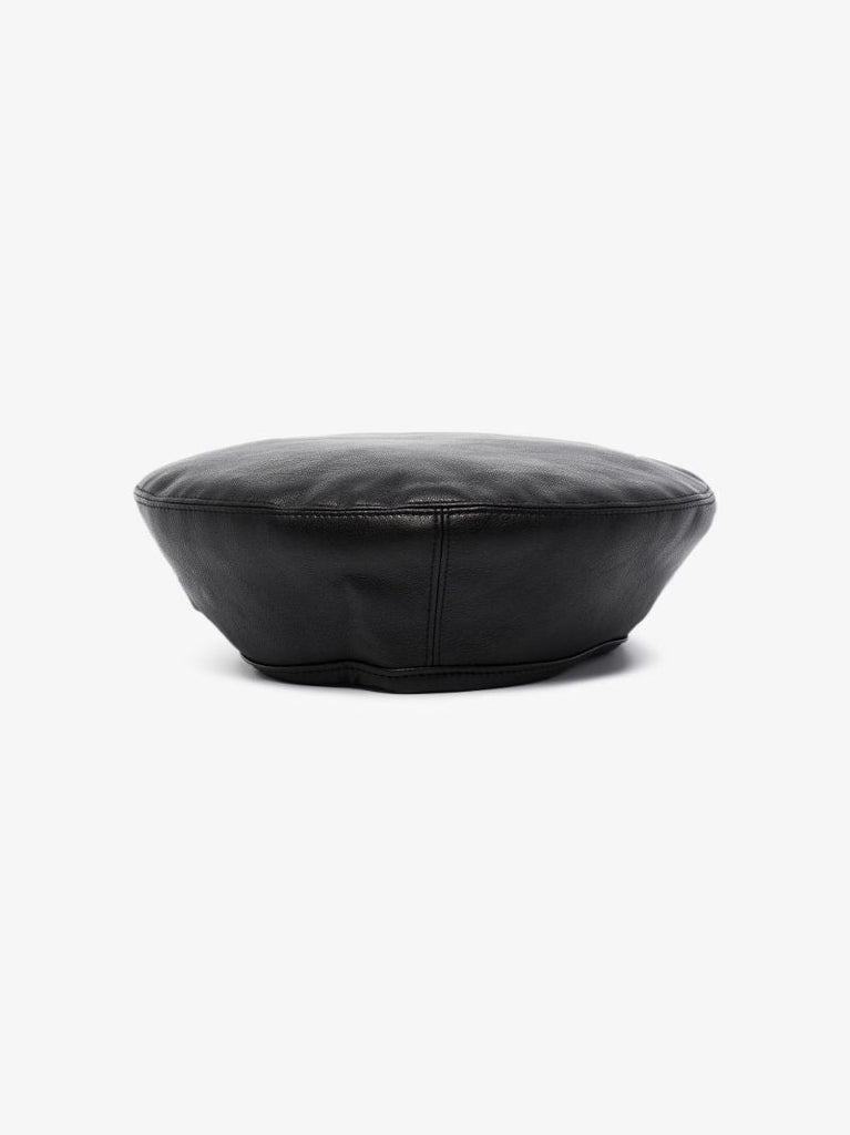 Black Freida Faux Leather Beret