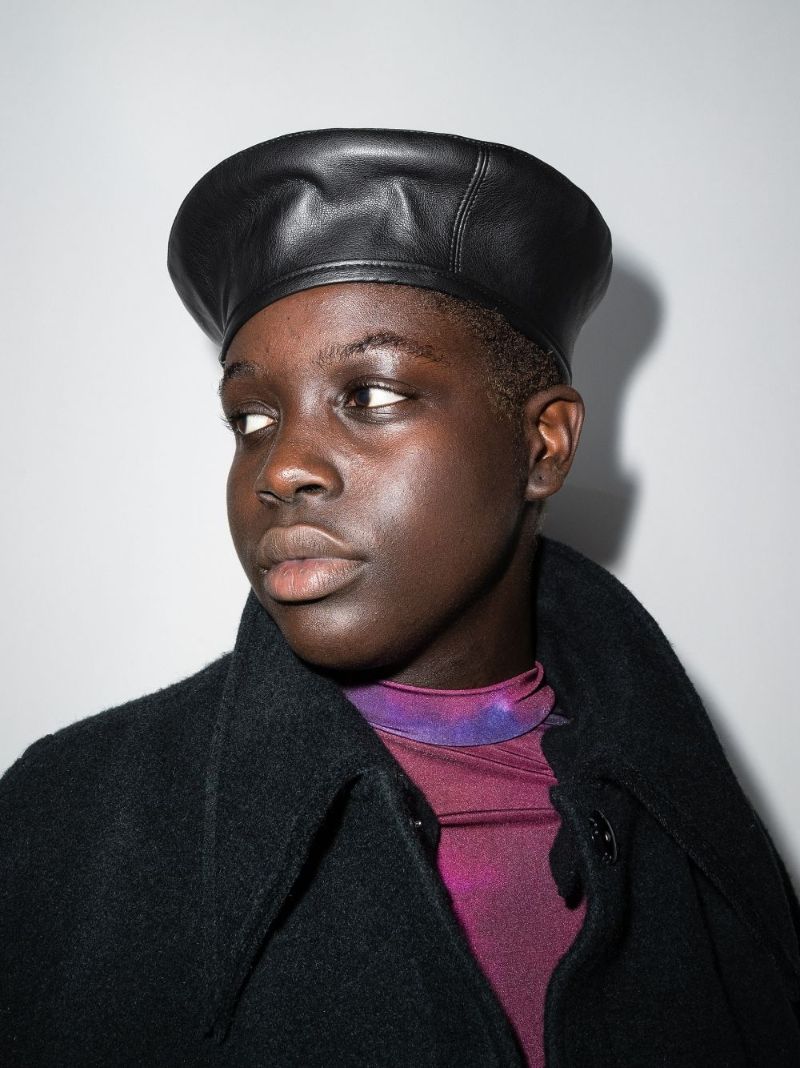 Black Freida Faux Leather Beret
