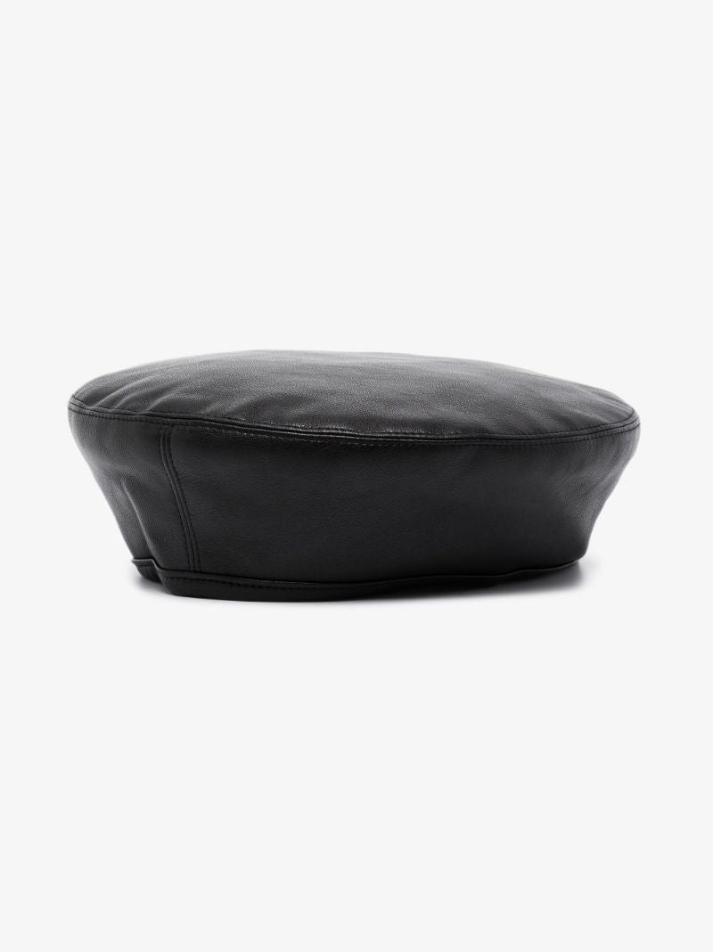 Black Freida Faux Leather Beret