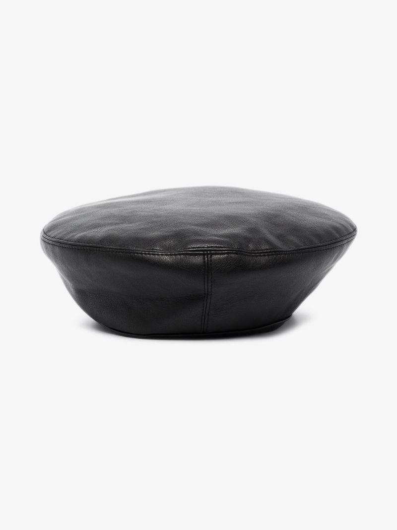 Black Freida Faux Leather Beret