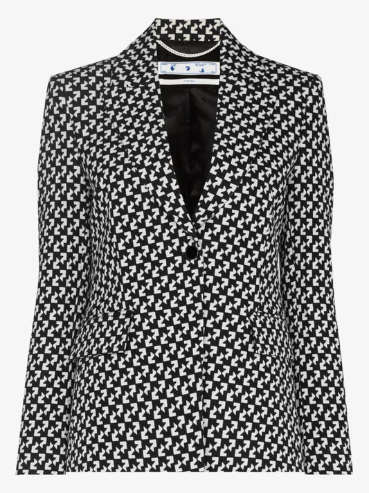 Geometric Print Single-breasted Blazer