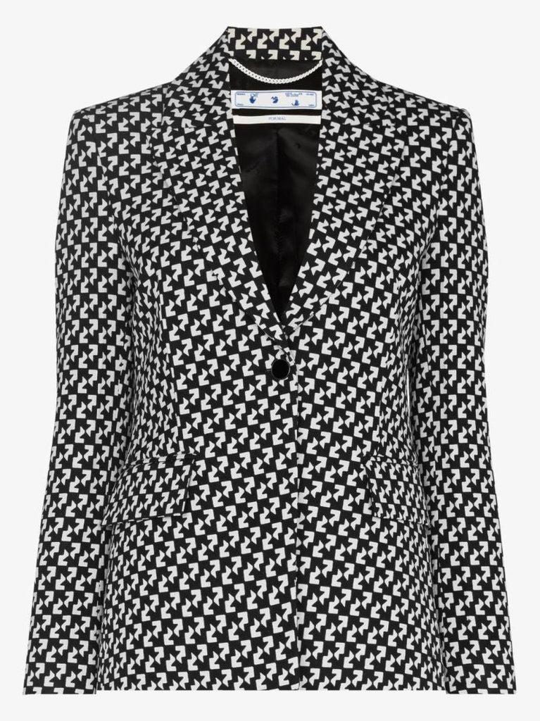 Geometric Print Single-breasted Blazer