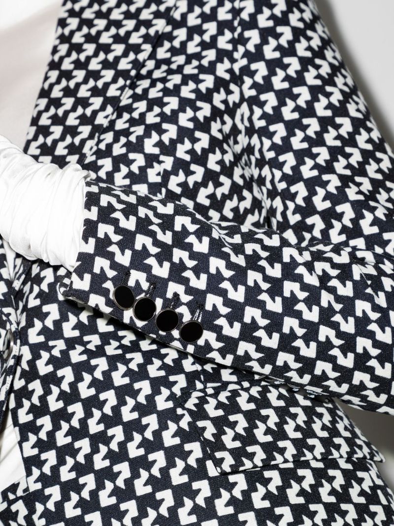 Geometric Print Single-breasted Blazer