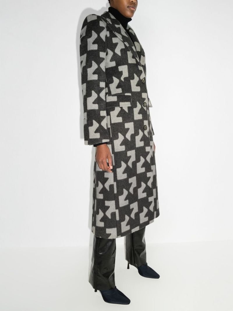 Geometric Pattern Wool Coat