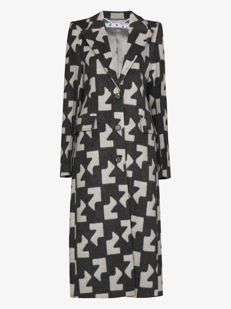 Geometric Pattern Wool Coat