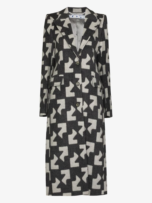 Geometric Pattern Wool Coat