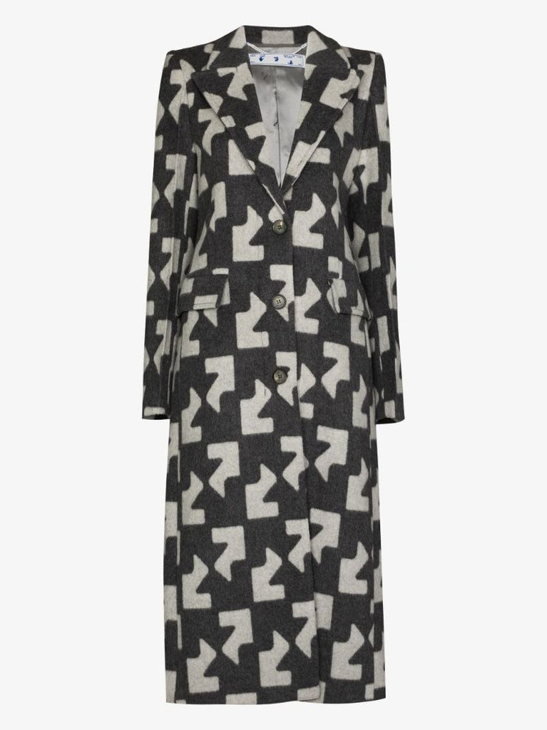 Geometric Pattern Wool Coat